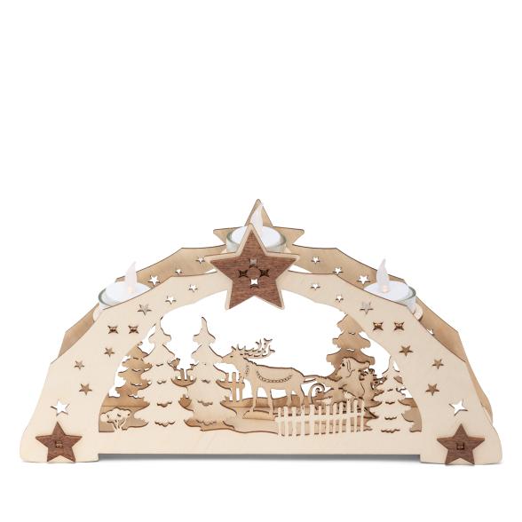 Leuchter Weihnachtsmann auf Schlitten