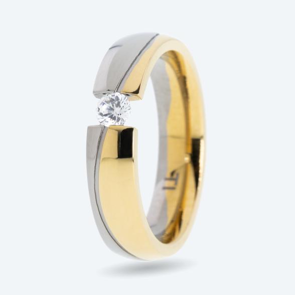 4069315083715 - Ring Titan bicolor mit Zirkonia