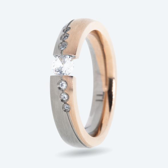 Ring Titan bicolor Zirkonia