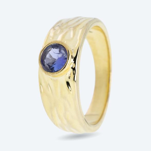 Ring 925 Silber vergoldet Tansanit
