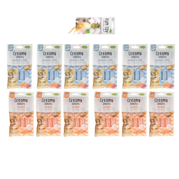 Katzen Snack Creamy mit Lachs, 12 Stück