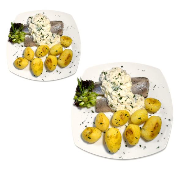 Heringsfilet Hausfrauen Art mit Salzkartoffel