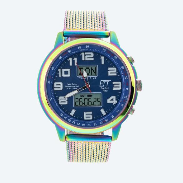 ETT Herren-Funkuhr World Timer rainbow