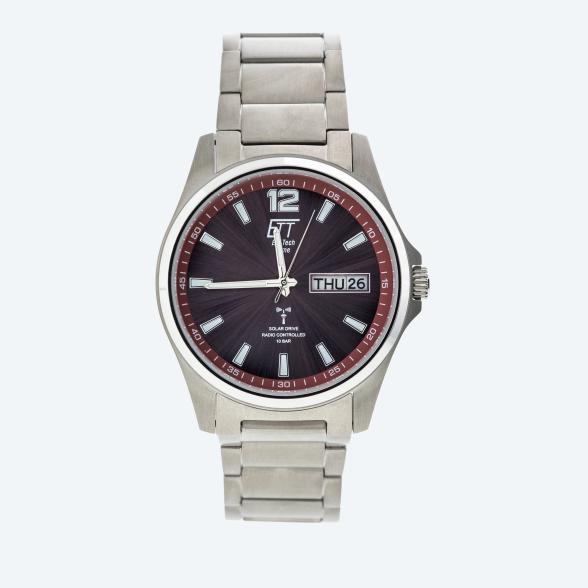 ETT Herrenuhr Funk-Solar, Titan , rot-silber