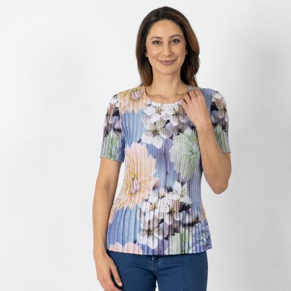 Jeannie Damen-Plissee-Shirt multicolor