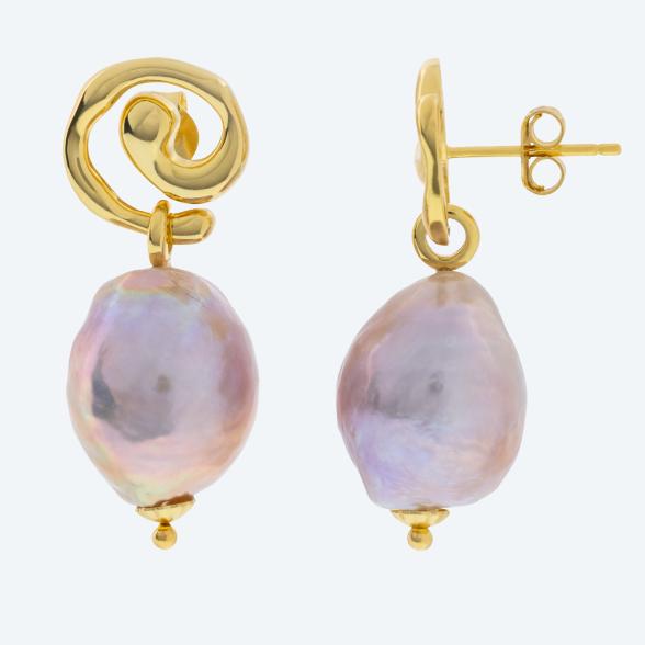 Ohrhänger 925 Silber vergoldet Edison Perle