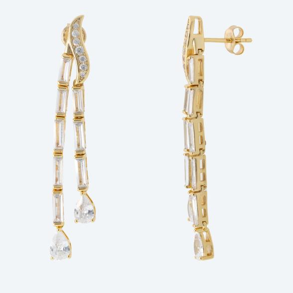 Ohrhänger 925 Sterling Silber vergoldet Zirkonia