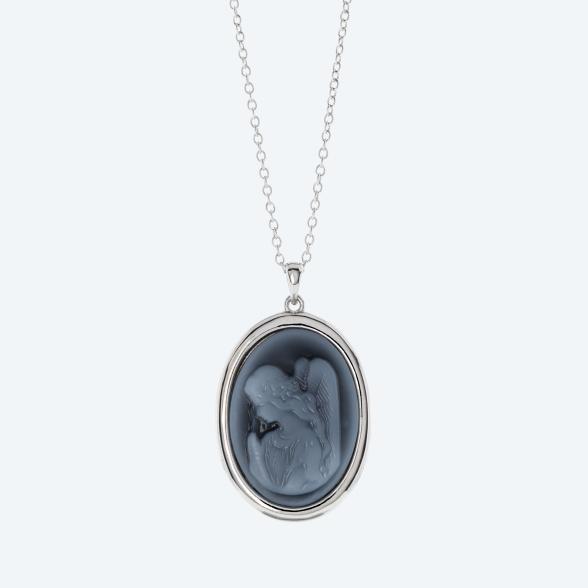 Anhänger Kamee Resin Engel mit Kette 925 rhod.