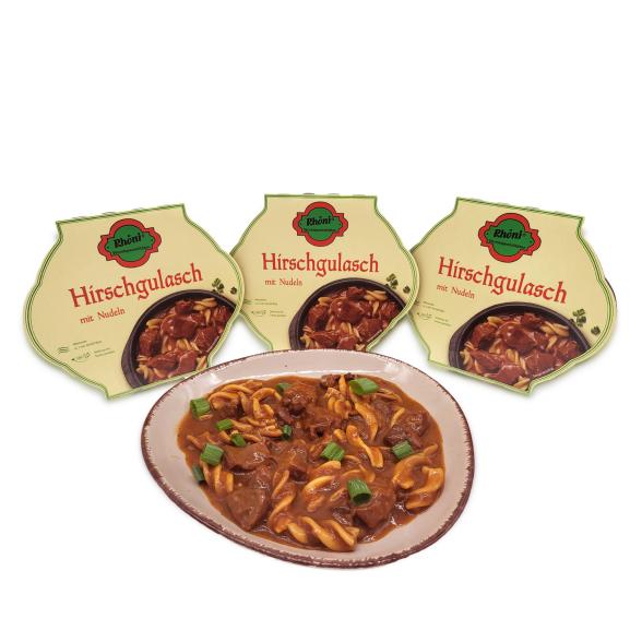 Hirschgulasch mit Nudeln