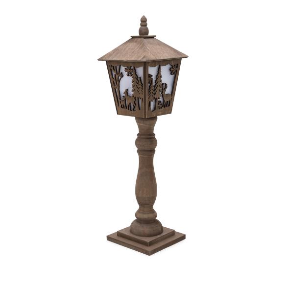 LED-Laterne Waldszene Holz 60cm