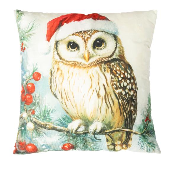 LED Kissen Weihnachtseule 40x40cm