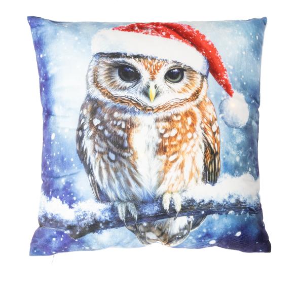 LED Kissen Eule Winterwald 40x40cm