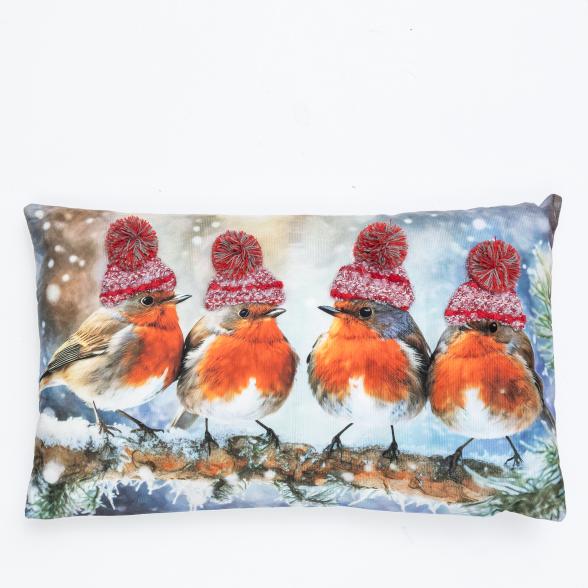 Dekokissen Rotkehlchenfamilie 30x50cm