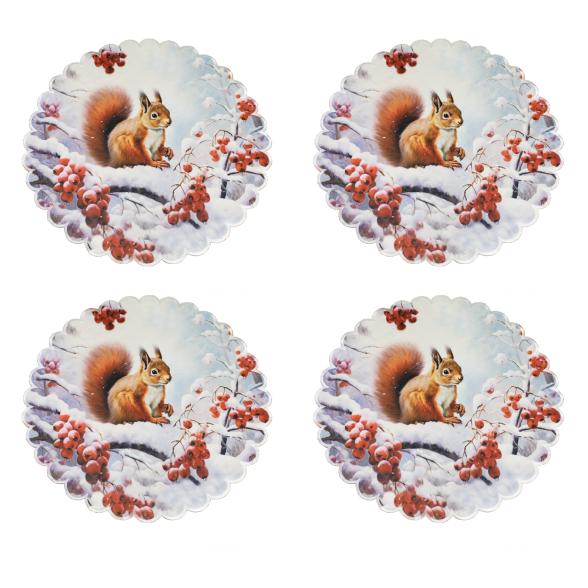 Tischdeckchen Eichhörnchen 4er Set 39cm
