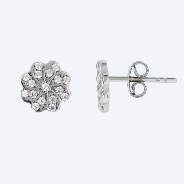 Ohrstecker 925 Sterling Silber rhodiniert Zirkonia
