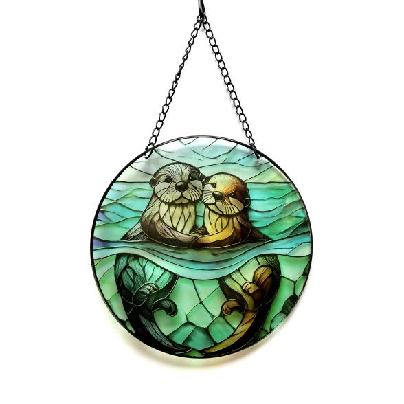 Fensterbild Otterpärchen 25cm