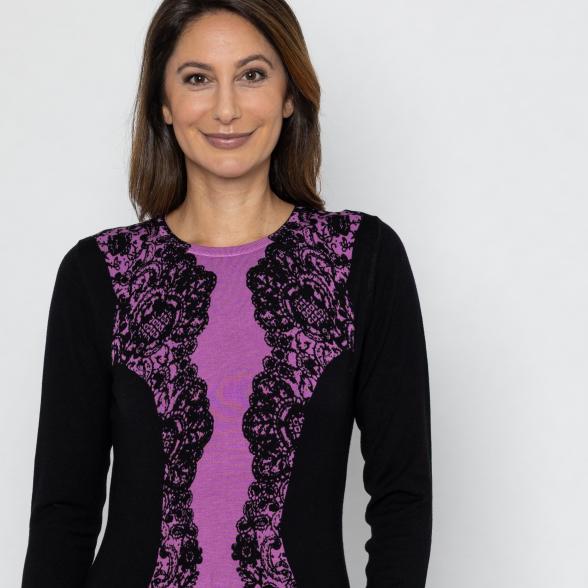 MILANO Design Pullover schwarz/lila