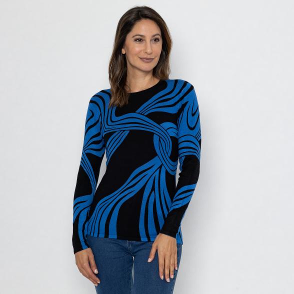 MILANO Design Pullover schwarz/ royalblau