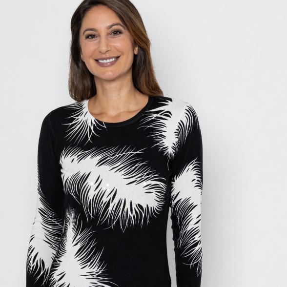 MILANO Design Pullover schwarz/ weiß