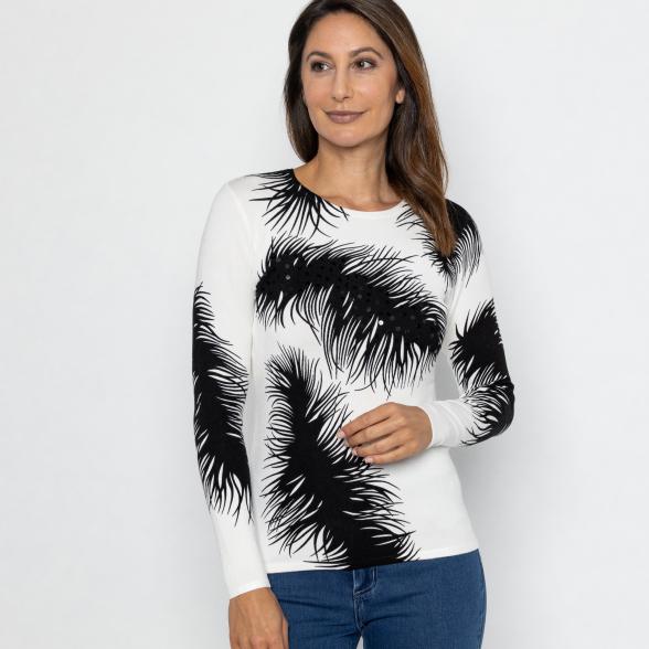 MILANO Design Pullover weiß/ schwarz