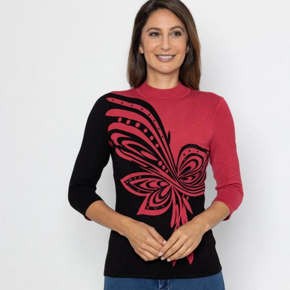 MILANO Design Pullover schwarz/rot