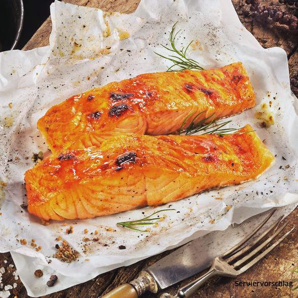 Flammlachs portioniert & Senf-Dill-Sauce 200ml