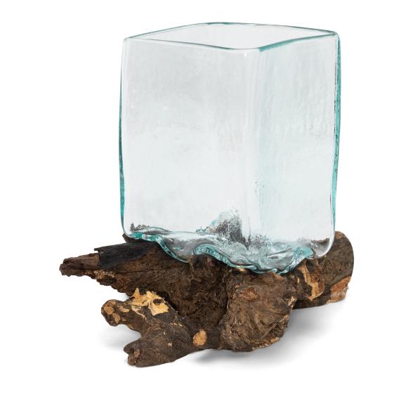 Windlicht Quader 10 cm auf Kaffeewurzel