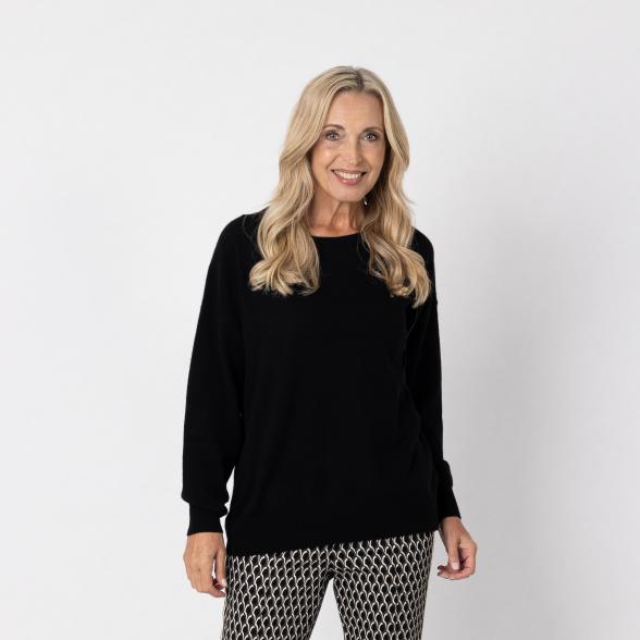 100% KASCHMIR Pullover, Rundhals, schwarz