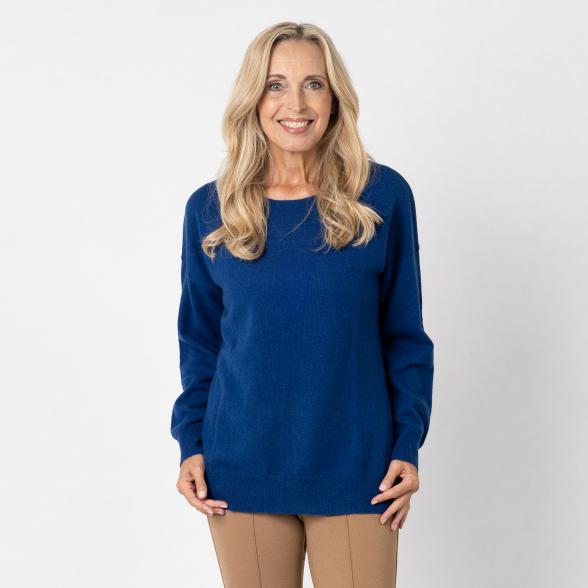 100% KASCHMIR Pullover, Rundhals, marine