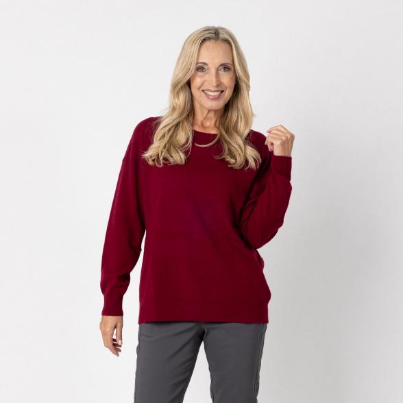100% KASCHMIR Pullover, Rundhals, weinrot