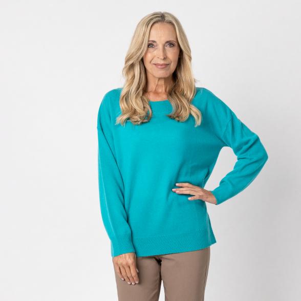 100% KASCHMIR Pullover, Rundhals, seegrün