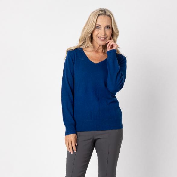 100% KASCHMIR Pullover, V-Ausschnitt, marine