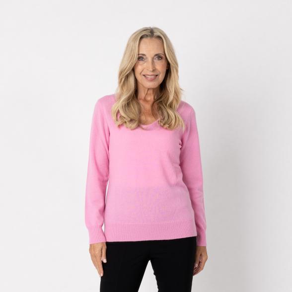 100% KASCHMIR Pullover, V-Ausschnitt, rosa