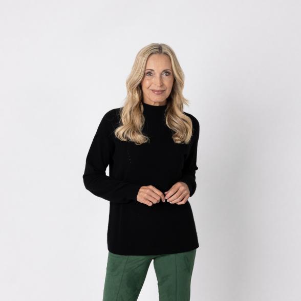 100% KASCHMIR Pullover, Stehkragen, schwarz