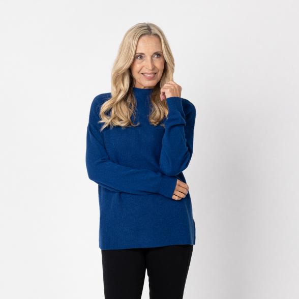 100% KASCHMIR Pullover, Stehkragen, marine