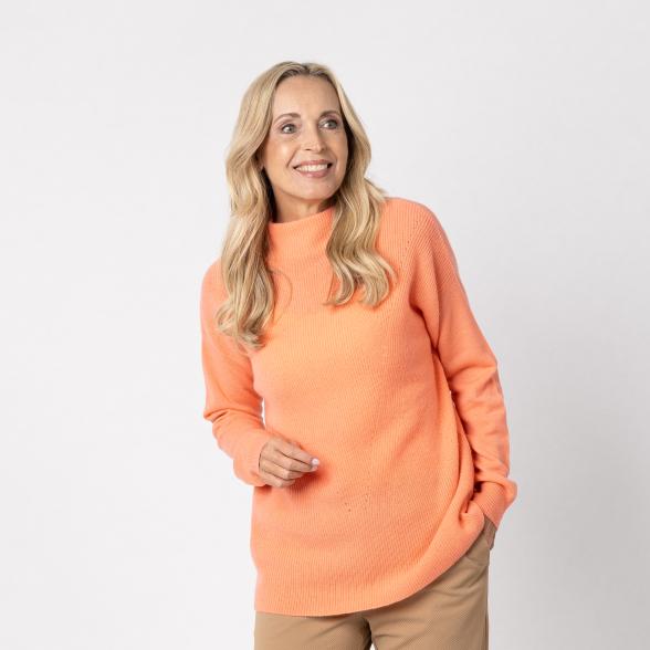 100% KASCHMIR Pullover, Stehkragen, koralle