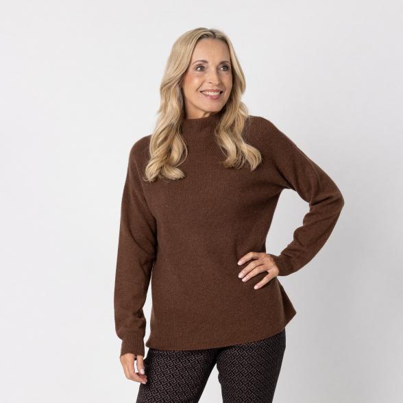 100% KASCHMIR Pullover, Stehkragen, braun