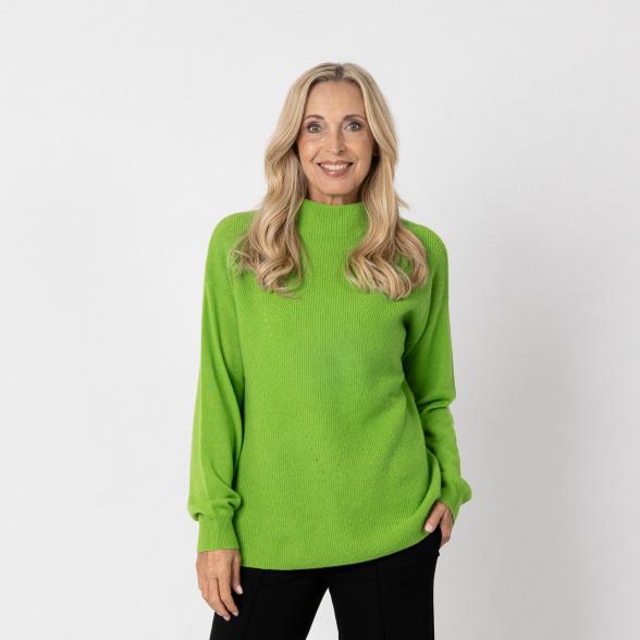 100% KASCHMIR Pullover, Stehkragen, kiwi