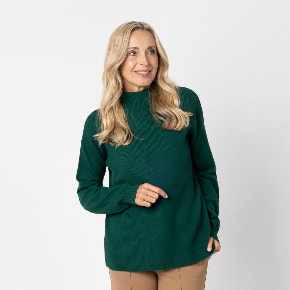 100% KASCHMIR Pullover, Stehkragen, tanne