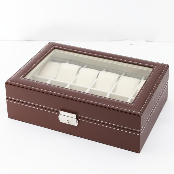 Uhrenbox für 12 Uhren, dunkelbraun/beige