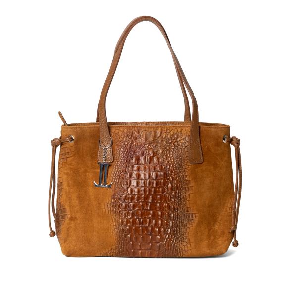 Luca Lorenzo Schultertasche kroko braun