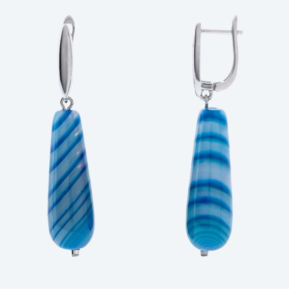 Ohrhänger 925 rhod. Achat blau