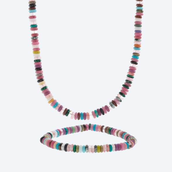 SET: Collier mit Armband Quarz multi
