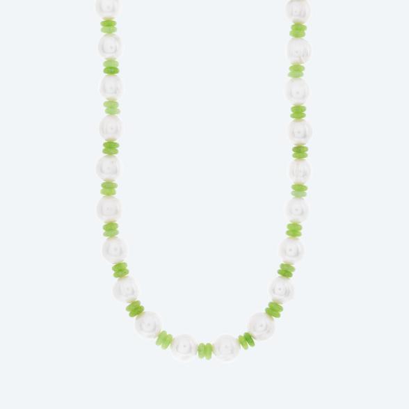 Collier Quarz gefärbt, Süßwasserzuchtperle