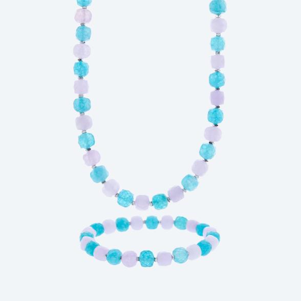 SET Collier+Armband Quarz gefärbt