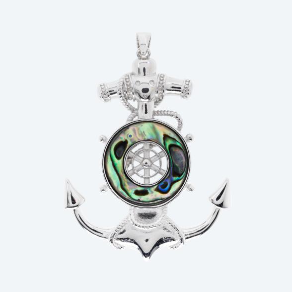 Anhänger Anker 925 rhodiniert Abalone