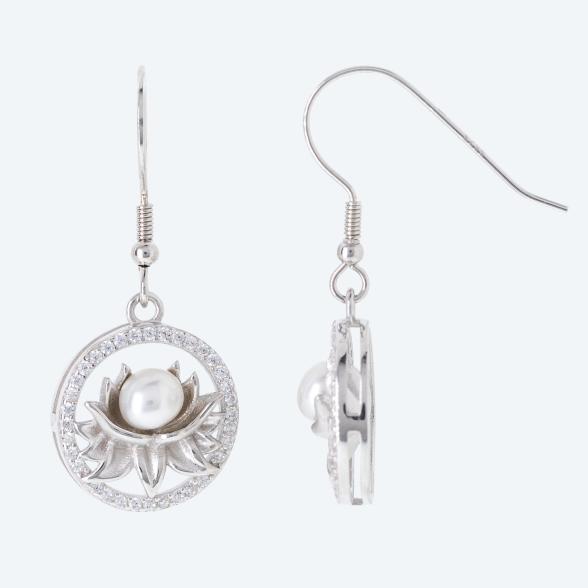 Ohrhänger Lotus 925 Silber rhodiniert