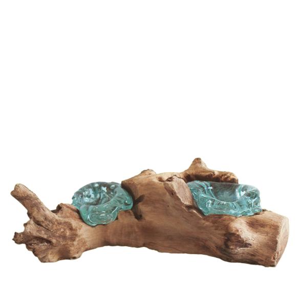 Darimana 2 Teelichtgläser auf Kaffeewurzel