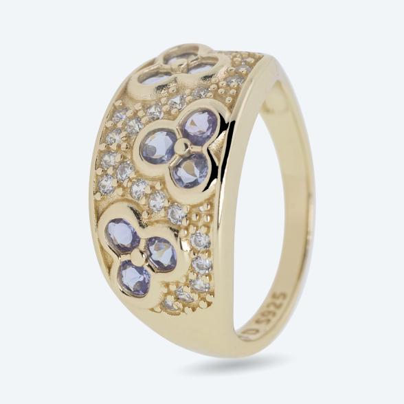 Ring 925 St. Silber vergoldet Tansanit