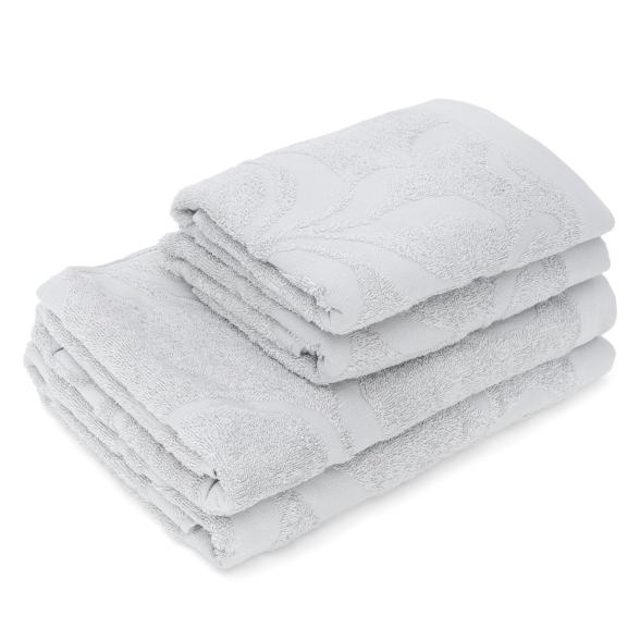 4004406406530 - Frottier-Set 4tlg grau Rankenmuster HT